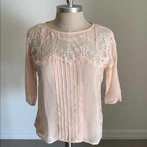 LC LAUREN CONRAD BALLET PINK LACE BLOUSE GU SZ XS
